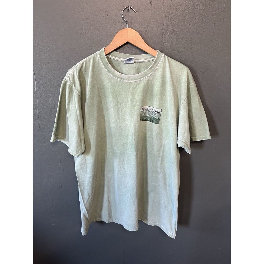 Vintage Crazy Shirts Mens Green Short Sleeve Bank of Dad T-shirt Size Large